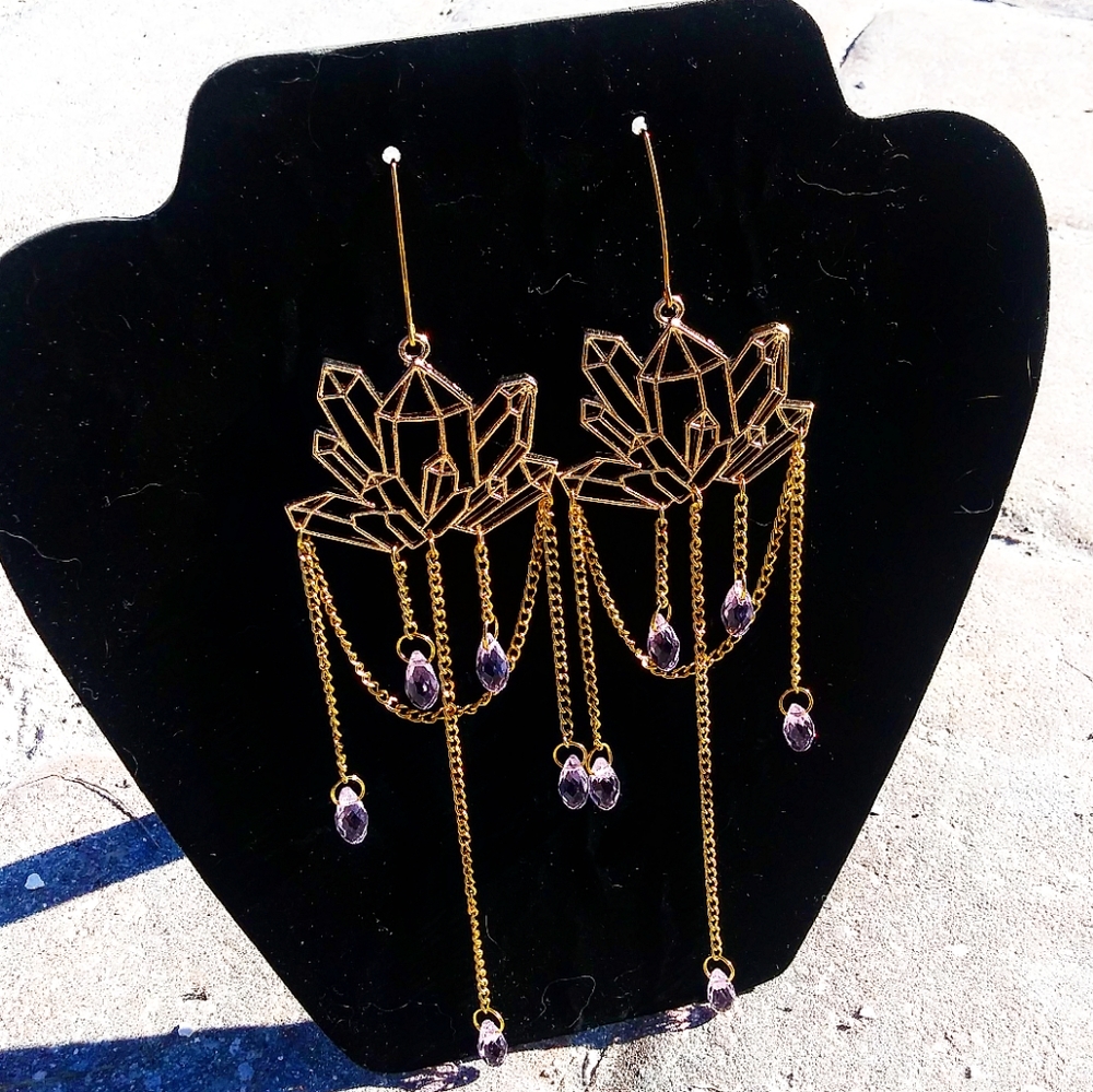 Gold Crystal Quartz Earrings
